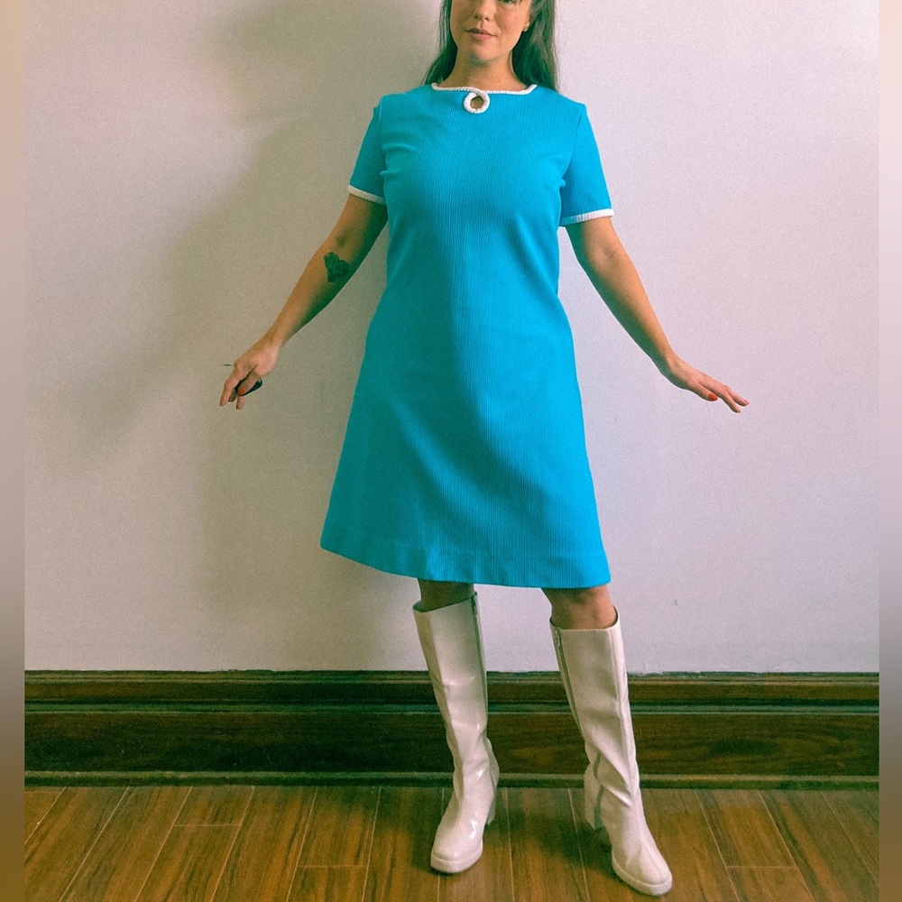 Vintage 1960s Sky Blue A-Line Dress